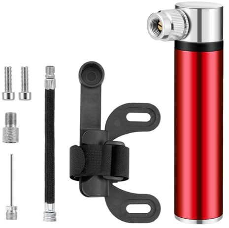 FUANA Compact High-Pressure Mini Bike Pump with Stand for All Valve Types - 120 PSI Aluminum Alloy Air Pump with Hose, Needle and Mount Bike Repair Kit