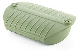 Lékué Estuche de vapor silicona platino Verde con bandeja, 3-4 personas, 1400 ml