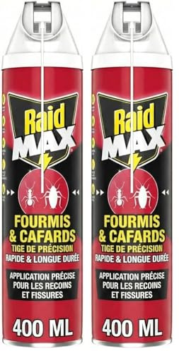 Raid Max Aérosol Tige de Précision - Anti-Fourmis et Anti-Cafards - 1 Aérosol (Lot de 2)