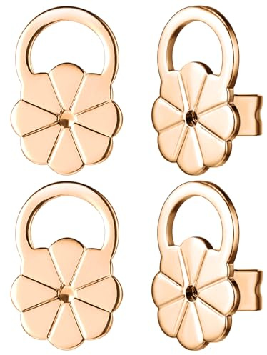 4 unidades de cierre ajustable de plata hipoalergénica pendientes pendientes pendientes cierres elevadores para Earring Lifters Backs Earring Lifters Earmuschelheber mujer, /, /
