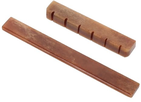 ibasenice Akustikgitarren Ersatzteile Satz Knochen Sattel Steg Passgenau Natürliche Optik Stimmstabilität für Gitarren Klangverbesserung