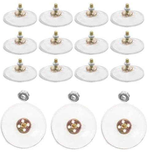 SHINEOFI 15 Ventosas de Rosca M6 Transparentes de 5,5 Cm con Tornillos y Tuercas, Ganchos de Ventosa de Plástico Pvc Grueso para Organización y Protección en Cocina, Baño y Ventanas