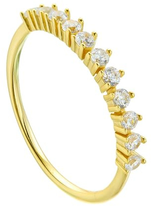 Tolldek Gelbgold 585 14K Hochzeitsring, Schmal Verlobungsring mit Diamant, Echt Schmuck Freundschaftsringe Au 585, Gr.54 (17.2)