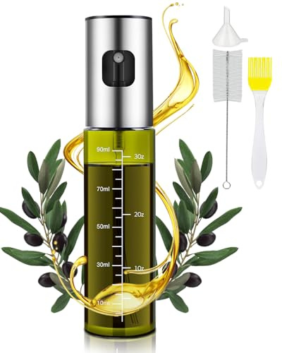 MRUN BONE Pulverizador de aceite para aceite comestible, protección UV, botella pulverizadora de aceite, atomizador de aceite para cocina, freidora de aire caliente, pulverizador de aceite con escala
