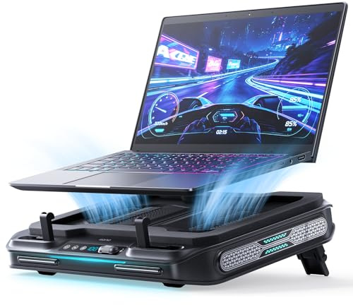 llano V11 Pro Laptop Cooling Pad, Gaming Laptop Cooler RGB Laptop Fan | Laptop Cooling Stand with 4.7 Inch Turbofan, for 14-17.3in Laptop, Adjustable Speed, Dustproof, 3-Port USB Hub