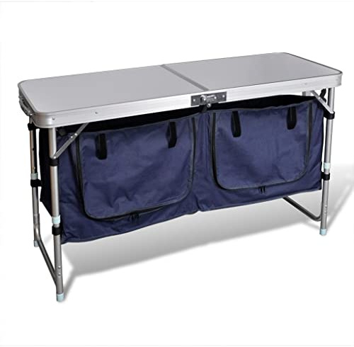 Molumvel Armadio da cucina pieghevole da campeggio con piano di lavoro, armadio da campeggio in alluminio, scaffale da cucina per esterni, per campeggio, cucina e picnic