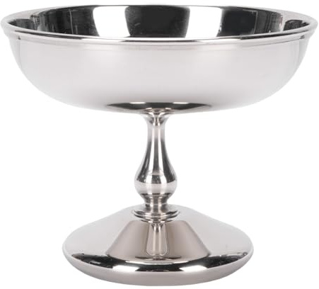 WGFOIP Glasskopp i Rostfritt Stål Elegant Efterrättsskål med Fot för Fester och Hemmabruk Perfekt för Frukt och Pudding 1 St (2401-4)