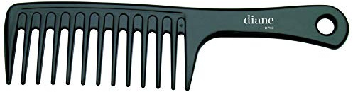 Diane Extra Wide Tooth Shampoo Comb - Ionic, Anti-Static Detangler Tool, Use on Wet or Damp Hair for Women, Men, Black, 9.75 Inches, D7113