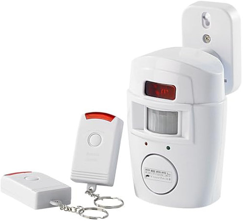 VisorTech Sensores de Movimiento - Detector Movimiento con Volumen: Alarma de la casa con Detector de Movimiento PIR y 2 Controles remotos (Salida Sonido, Función Alarma, Paso)
