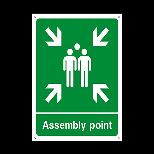 Fire Assembly Muster Point Plastic Sign with 4 Pre-Drilled Holes - Fire/Emergency/Exit/Alarm/Push/Extinguisher/Assembly (EE58)