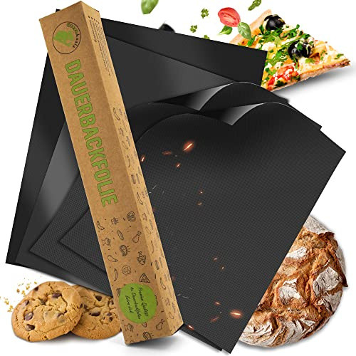 Dauerbackfolie 4er Set I Backpapier Backmatte GriIlmatte für Backofen & Grill I wiederverwendbar hitzebeständig antihaftbeschichtet bpa frei I 40x33cm