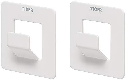 Tiger Haken Open, Edelstahl, Farbe: Weiß, 2 Stck., einfache Montage durch kleben One Size