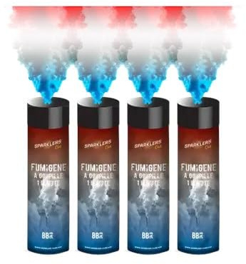 Lot 4 Fumigènes Bleu Blanc Rouge à Goupille - Allez La France T1 1 Minute Vente Interdite aux mineurs | Durée 60 Secondes, Changement Bleu Blanc Rouge, Goupille Sécurisée, Catégorie T1, Fumée Dense Colorée, Interdiction Mineurs