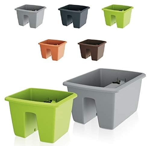 rg-vertrieb Blumentopf Balkonkasten Blumenkasten Geländerkasten Geländertopf Pflanzkasten Pflanztopf Respana Railing Balkontopf 5 Farben wählbar (400 Anthrazit)