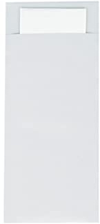Mank Bestecktasche 85 x 200 mm, mit 2-lagiger Tissue-Serviette in Weiß, Besteckhülle, Besteckbeutel in verschiedenen Farben (Perlgrau, 100)