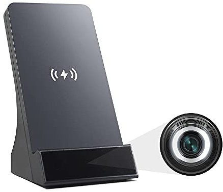 AJIC Caméra cachée avec Chargeur sans Fil, caméra Espion 1080P caméra de sécurité Nanny Cam avec détection de Mouvement, Prise en Charge de la caméra Nounou à Vision Nocturne WiFi 2,4 GHz