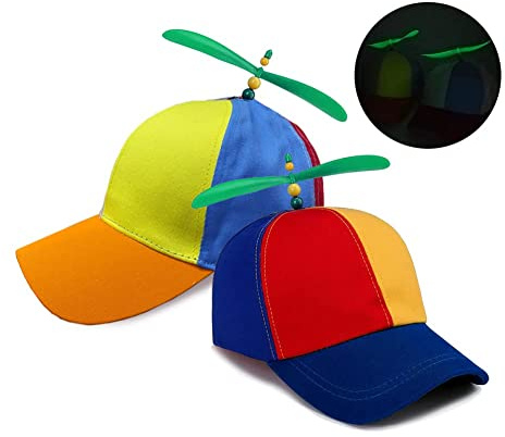 SIEBOLD 2 Stücke Propeller mütze,Helikopter Cap,Propeller Hut,Lustige Party mützen,für Kopfbedeckung Zubehör Karneval Partykostüm Requisiten für Erwachsene Einstellbar Größe (54-60CM)