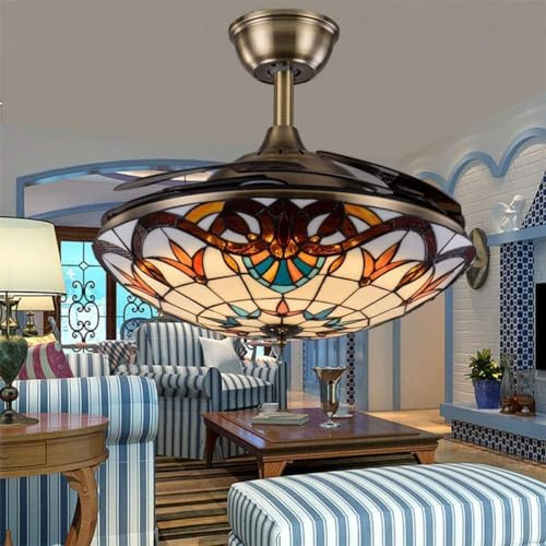 OOWOKS retrò Ventilatore da soffitto con Luce E27 Nera Plafoniera con Ventilatore Ventilatore da soffitto Reversibile Vintage con Luce e Telecomando Lampada a Sospensione Gabbia di Ferro Industriale