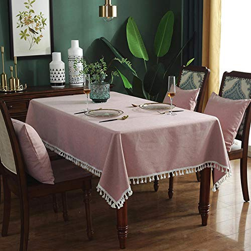 XQSSB Mantel Mesa Rectangular Antimanchas Cubremesa Thick Wear Resistant para de Hogar Picnic del Hotel Tienda de Café Pink 140 × 140cm