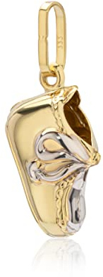 NKlaus Kettenanhänger Babyschuh Gold 333 Bicolor, klein, 13,5 mm, 1 Stück | Aus 8 Karat Gelbgold, teilweise silberfarben rhodiniert; ca. 0,35 g