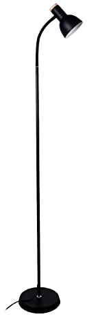 BEL AIR HOME - Lampadaire LED sur Pied Salon Argos | Halogene LED Puissant | Avec Liseuse | Design Blanc et Bois (AMPOULE NON INCLUSE) (NOIR)