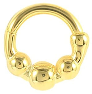 Nasen Piercing Nase Silber 925, Piercing Septum mit Gold Unregelmäßiger Kreis mit 3 Kugeln Piercingschmuck Geschenk für Frauen Männer