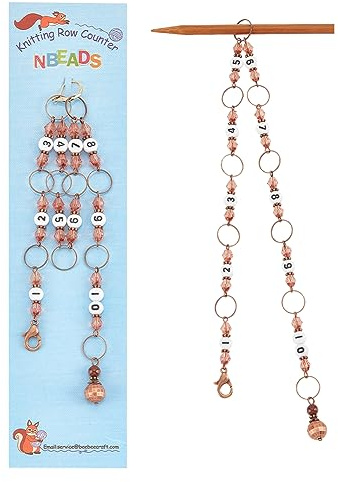 NBEADS 2 Pcs Knitting Row Counter Chains, Numbers from 1 to 10 Acrylic Bead Stitch Marker with Zinc Alloy Lobster Claw Clasp for Knitting Crochet Tracking Project Progress, Fit for Needles Up To 10mm