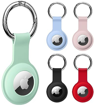 COLORCORAL 5-Pack AirTag Holder Case- Silicone Case for AirTag Keyring 2&1 | Case for Apple AirTag Keyring for Keys, Bags, Luggage, Pet Collars - Anti-Lost and Scratch-Resistant Design for Apple Air Tag