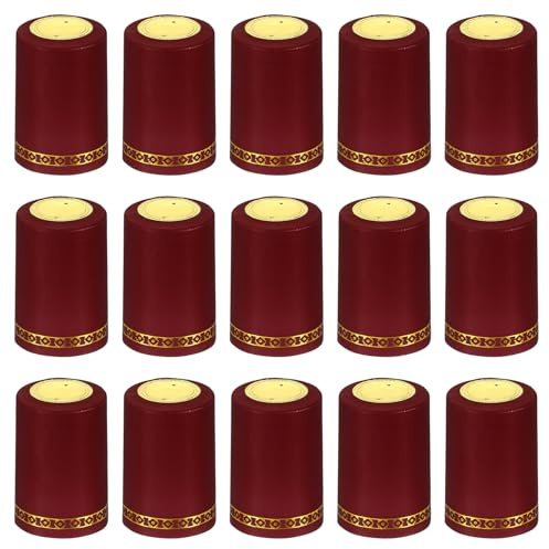 PATIKIL PVC Heat Shrink Cap for Wine Bottle, 50 Pcs 33x50mm Wine Shrink Wrap Seals Sleeves Caps Shrink Top Cover Flower Pattern for Wine Cellars Home Kitchen Use, Red
