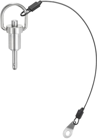 QUARKZMAN 1 Stück Kugelsperrbolzen mit Knopfgriff, 5 mm Stift-Durchmesser, 10 mm Verwendungslänge, Schnellverschlussstift mit Sicherungsseil, Sicherungsstifte 304 Edelstahl