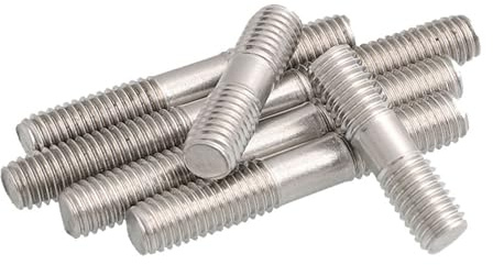 WALENI 10 pièces boulons filetés tiges à Double extrémité M6 M8 GB901 304 Acier Inoxydable Double tête vis Goujon fileté 30-90mm 60mm 50mm(70mm,M8)