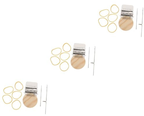 DIYEAH 3 Sätze Mini-Webstuhl DIY-Kits Kinderkleider DIY-Webstuhl Strickset Holzwebstuhl für Kleidung Werkzeuge zum Ausbessern von Kleidung klein Strickmaschine mit einer Nadel Nähmaschine