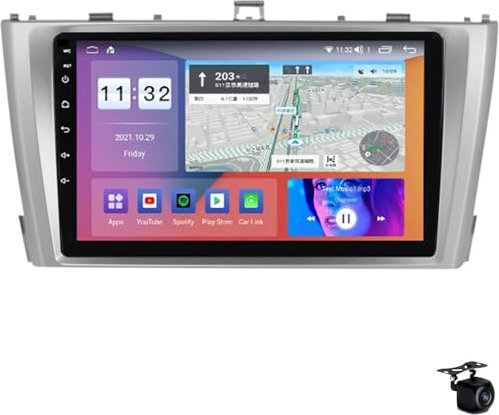 HTXPSM Android 12 Doppio DIN Lettore multimediale Ricevitore Video per T-OYOTA AVENSIS 2008-2015 9 Navigatore satellitare GPS DSP Integrato FM BT WiFi SWC 4G 5G Carplay Mirror Link Lettore Vide
