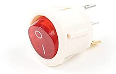 Interruptor basculante 5/10 interruptores basculantes redondos pequeños de 0.906 in de diámetro, 2/3 pines, 2/3 posiciones, 6 A/250 VAC, 10 A/125 VAC, interruptor de botón con luz (color: luz roja bla