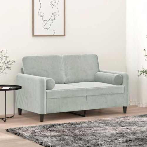 LAPOOH 2-Sitzer-Sofa mit Zierkissen Hellgrau 120 cm Samt, Loungesofa, Sofas & Couches, Relaxsofa, Couch für Wohnzimmer, Couch Mit - 3200871