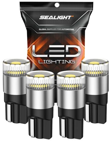 SEALIGHT T10 W5W LED 6500K Bianco,Senza Errori Canbus,12V Lampadine Auto W5W, Luci Posizione Led Auto,Luci Interne a LED Per Auto,Plafoniera Aspettare (4 Pezzi)