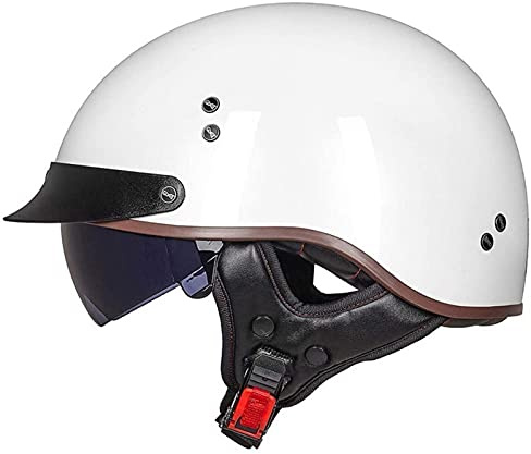 Halbschalenhelm mit ECE Motorradhelm Herren Damen Brain Cap Retro Motorrad Jethelm Halbhelm Halbschale Helm Rollerhelm Chopper Scooter Helm Sturzhelm mit Visier