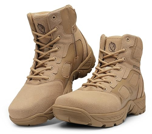 derlychug Herren Militärische Taktische Arbeitsstiefel Side Zipper Wandern Kampf Leichte Stiefel