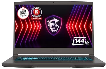 MSI Laptop de Juego Delgada 15 de 15.6 Pulgadas (39.6 cm) 144 Hz FHD: Intel Core i5-12450H, NVIDIA Geforce RTX 2050, 16 GB DDR5, 512 GB NVMe SSD, Cooler Boost 5, Win 11: Negra B13UCX-2041US.