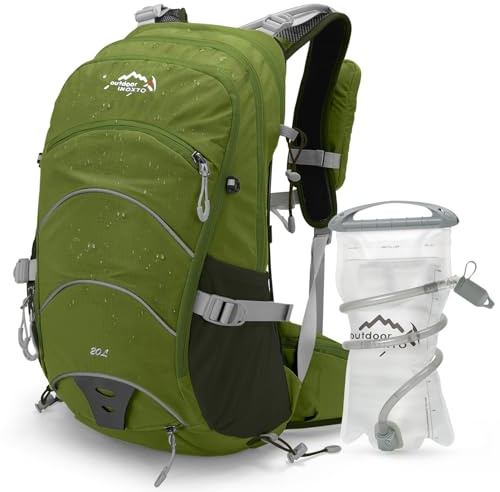 IX INOXTO Trinkrucksack, 20 l, Wanderrucksack, interner Rahmen, Rucksack mit 2 l Trinkblase und Regenschutz, für Radfahren, Camping, Jagd, für Männer und Frauen