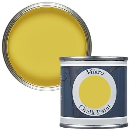 Vintro Paint | Yellow Chalk Paint | Furniture Paint | Shabby Chic | Ultra Matt Finish | 125ml (Sunflower - Yellow, 125ml)