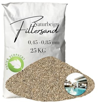 Aquagran 25 kg Filtersand Filterkies 0,45-0,85mm Quarzsand Beiger Poolsand für Sandfilteranlage papierverpackt