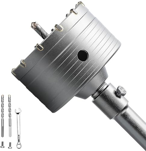 GRIXLEN 4-3/4 inch / 120mm Concrete Hole Saw with SDS Plus Shank Rod | 6.3mm Tungsten Carbide Tip for Concrete, Cement, Brick Wall