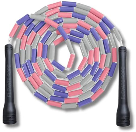 Elevate Rope Perlen-Springseil 3 m verstellbar, Beaded Rope | Segmentiertes Design gibt Rhythmus-Feedback, verhakt nicht, ideal für Footwork, Tempo und Cardio, gratis Trainings-App