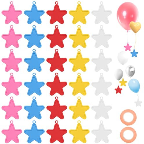 Scettar 30 Pack Balloon Weights and Ribbon - Colorful Birthday Decoration for Weddings and Celebrations
