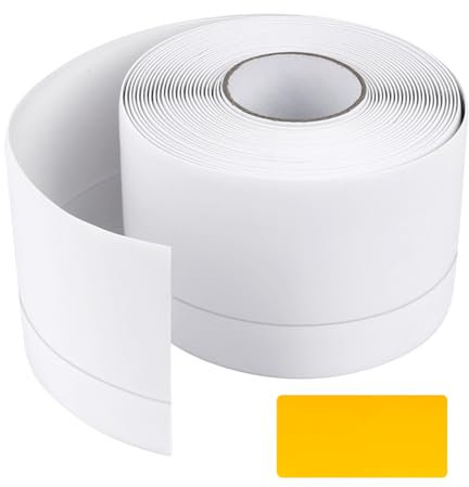 NZZVNZ Battiscopa in PVC, 6 M Battiscopa Flessibile Autoadesivo, Battiscopa Adesivo Battiscopa per Cucina Sigillante Impermeabile con Cazzuola, Battiscopa Morbido Adesivo per Cucina, Bagno e Mobili