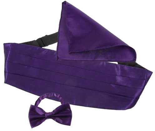 TINEASUR 1 Satz Herrengürtel Cumberbund-männer Fliege Für Männer Fliege Und Einstecktuch Herren-taschentuch Mit Flecken Modischer Kummerbund Für Herren Kummerbund Für Party Satin- Violett