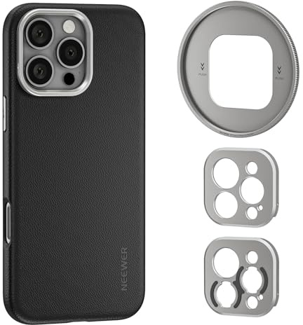 NEEWER Cage 16 Pro Max,TPU/PC Antidérapant avec Plaques Arrière Modulaires Filtre à Filetage 67 mm/Objectif Filetage 17mm/Objectif Monture T,Compatible avec iPhone 16 Pro Max MagSafe Moment,PA084P