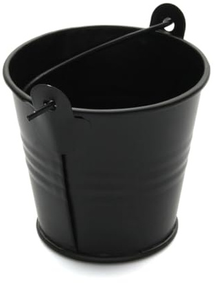 Hrlace Lot de 10 mini seaux multicolores - Mini pots de fleurs en métal - À suspendre - Pour mariage, fête, baptême, bonbons - Décoration de table avec poignée de transport - Noir