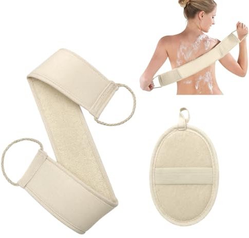 MIRKUZI Esponjas de luffa Juego de exfoliantes de esponja vegetal natural, toalla larga desmontable, toalla de baño limpiadora de esponja vegetal